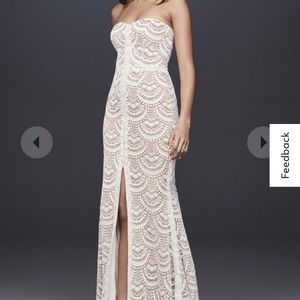Lace front-slit sheath wedding dress new with tags! Size 6